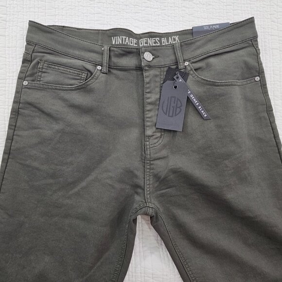Vintage Genes Black Jeans Men's 36x32 Green French Terry Denim Stretch NWT NEW - Picture 11 of 16